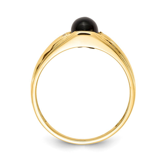 IB Goodman 8x6 Oval Onyx Cabochon and AA Diamond Mens Ring - WBC
