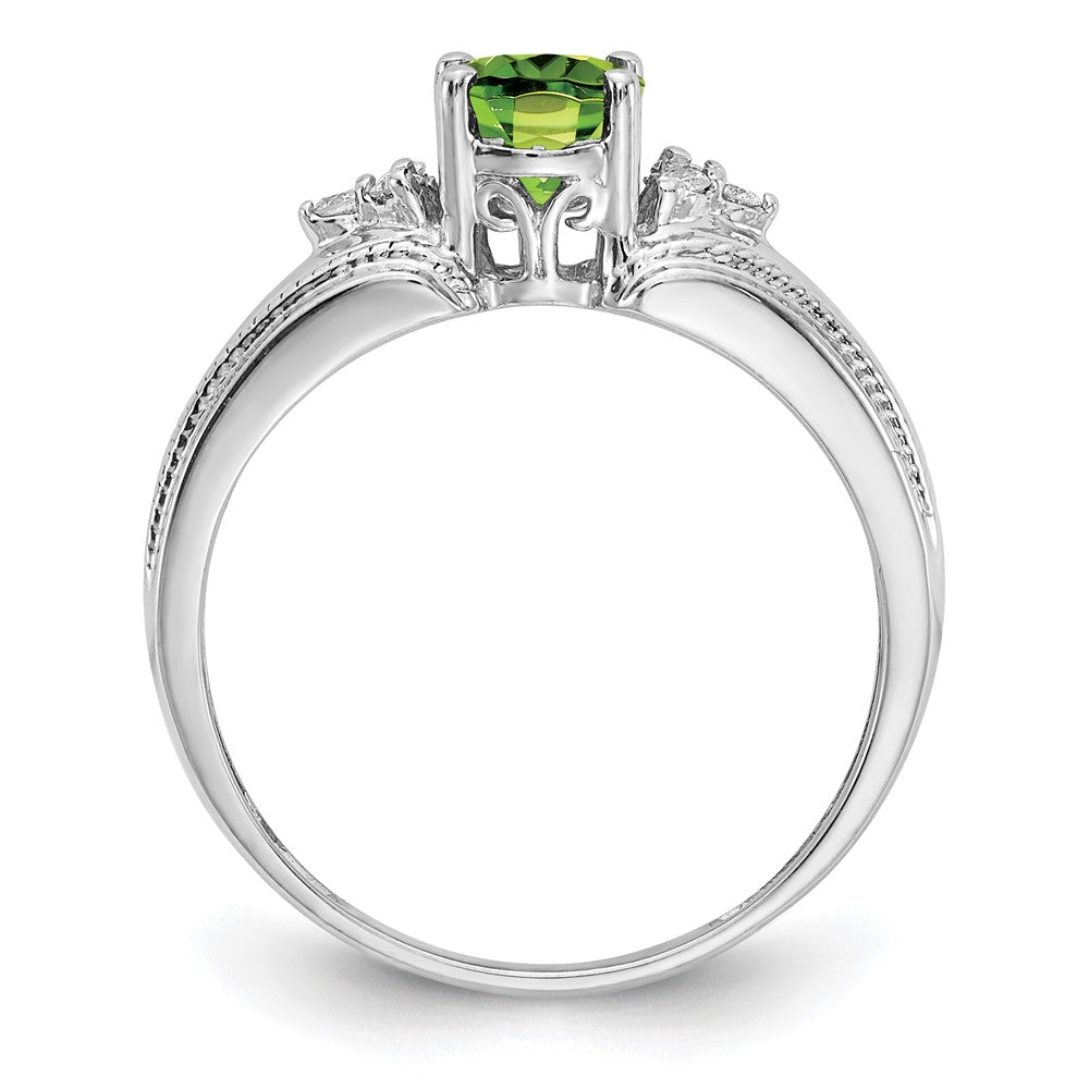 Oval Peridot and 1/15 carat AA Diamond Ring - WBC