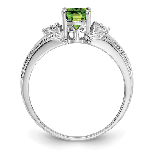 Oval Peridot and 1/15 carat AA Diamond Ring - WBC