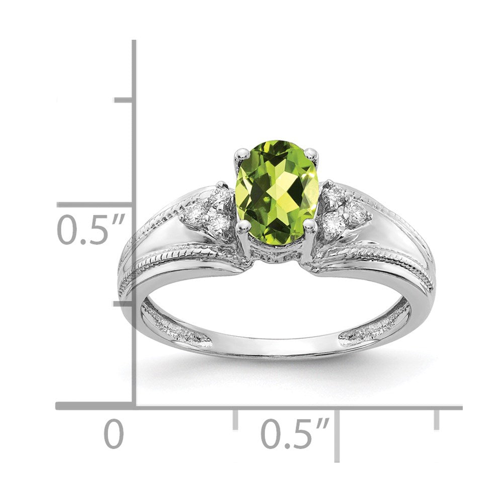 Oval Peridot and 1/15 carat AA Diamond Ring - WBC