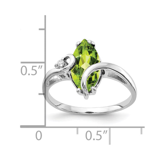 Marquise Peridot and AA Diamond Ring - WBC