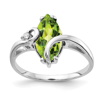 Marquise Peridot and AA Diamond Ring - WBC