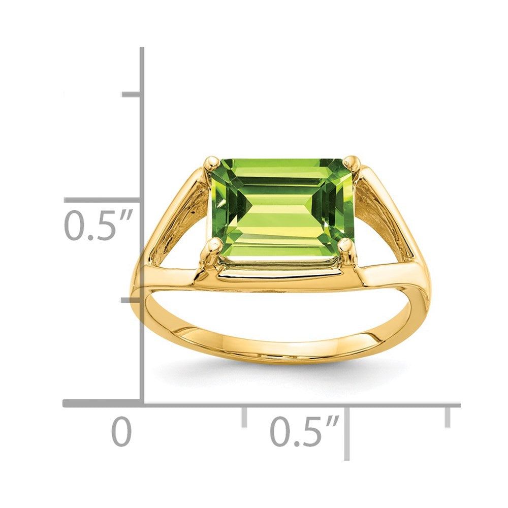 Emerald-cut Peridot East-West Ring - WBC
