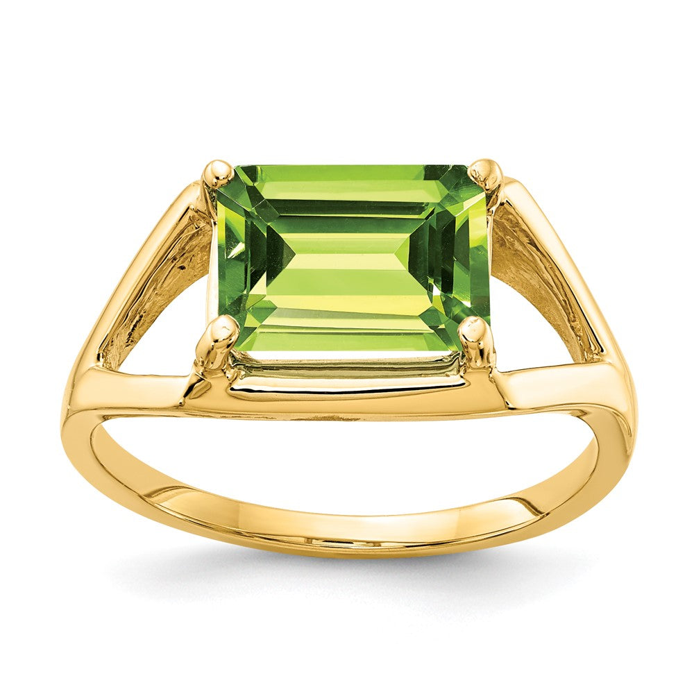 Emerald-cut Peridot East-West Ring - WBC