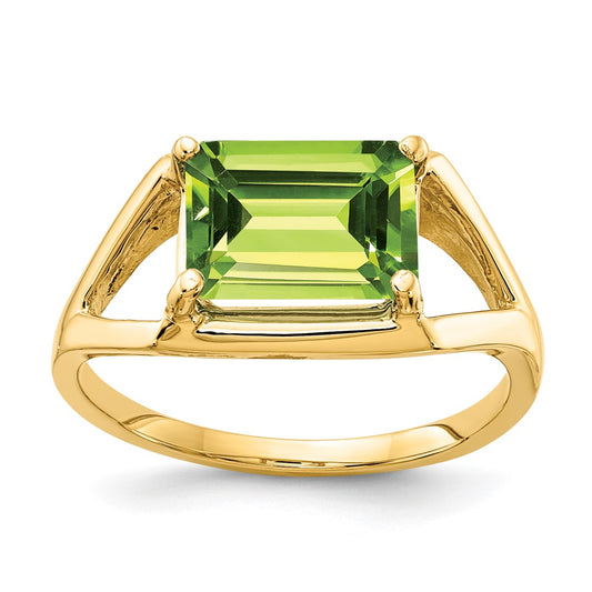 Emerald-cut Peridot East-West Ring - WBC