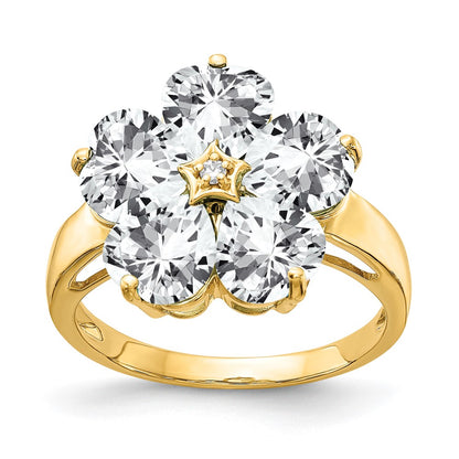Heart Cubic Zirconia and AA Diamond Flower Ring - WBC