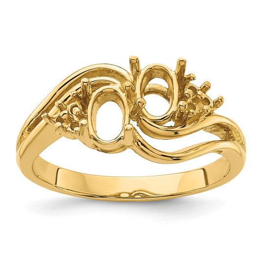 Holds 6- Round and 2- Oval Gemstones Ring Mounting - WBC