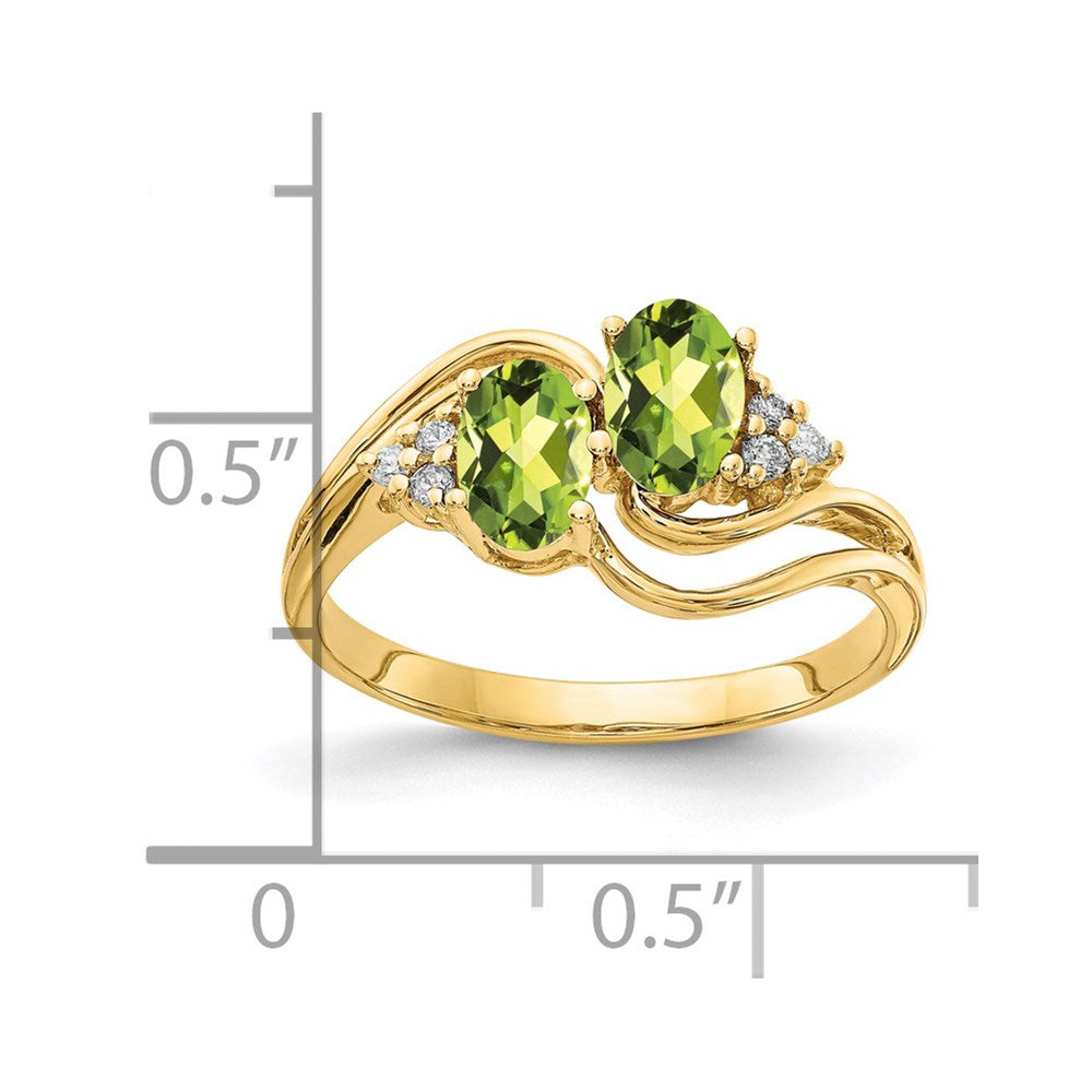 Oval Peridot and 1/20 carat AA Diamond 2-Stone Ring - WBC