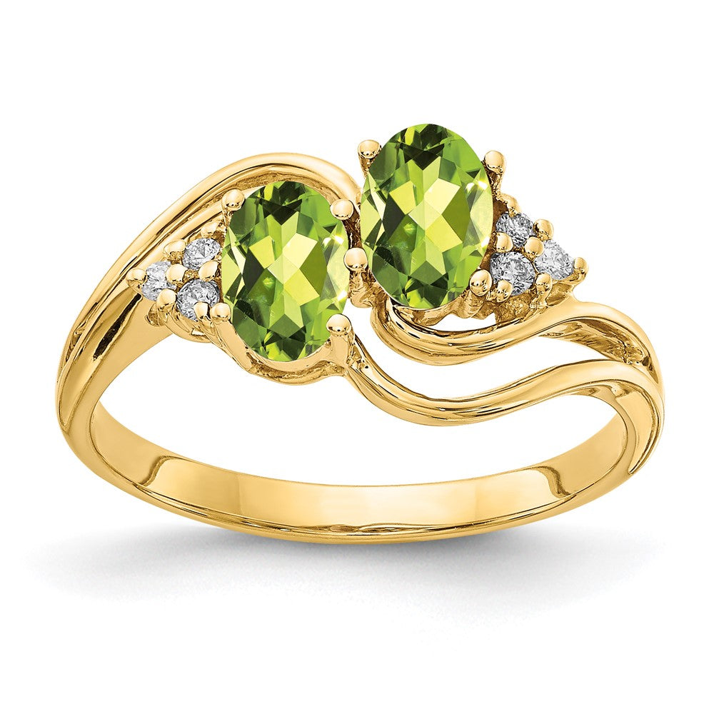 Oval Peridot and 1/20 carat AA Diamond 2-Stone Ring - WBC