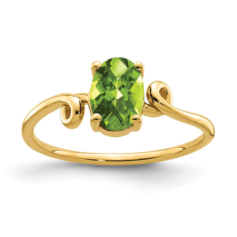 Oval Peridot Checker-cut Twist Ring - WBC