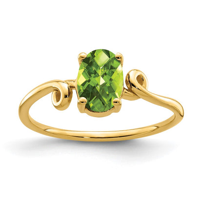 Oval Peridot Checker-cut Twist Ring - WBC