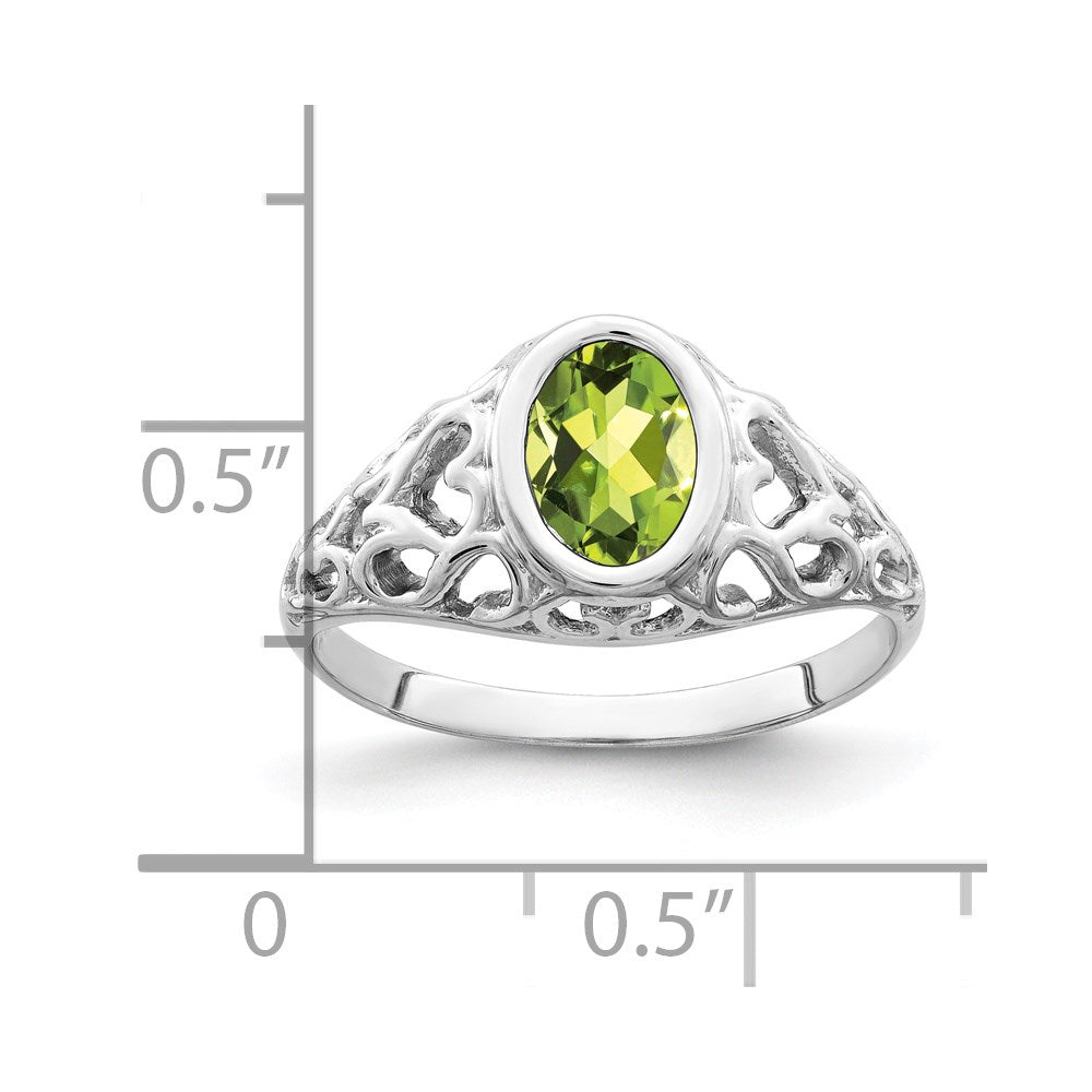 Oval Peridot Bezel Heart Filigree Ring - WBC