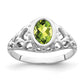 Oval Peridot Bezel Heart Filigree Ring - WBC