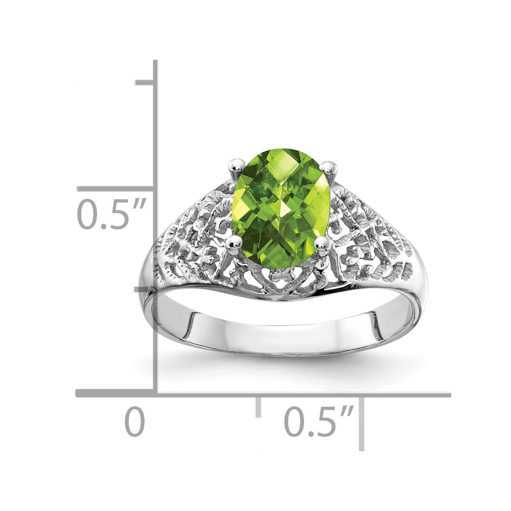 Oval Peridot Checker-cut Filigree Ring - WBC