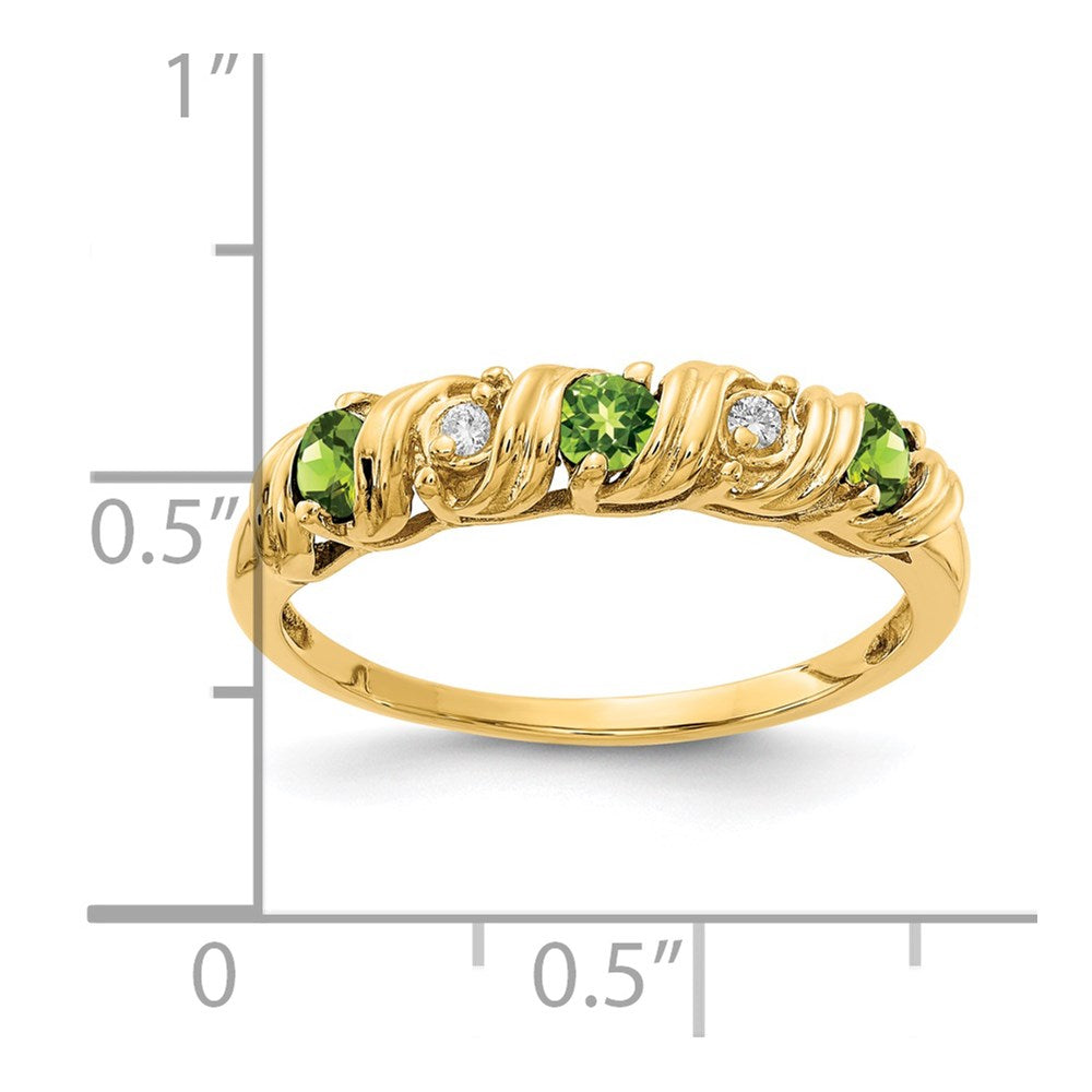 Round Peridot and AA Diamond Twist Ring - WBC