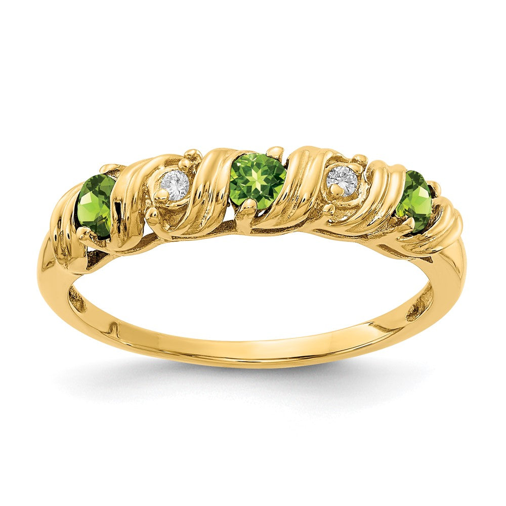 Round Peridot and AA Diamond Twist Ring - WBC