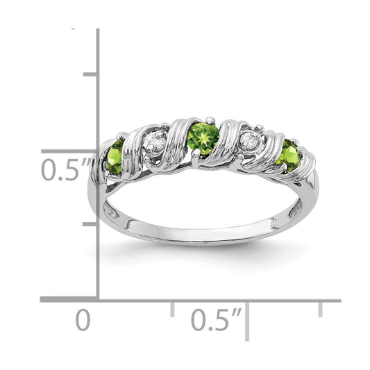 Round Peridot and AA Diamond Twist Ring - WBC