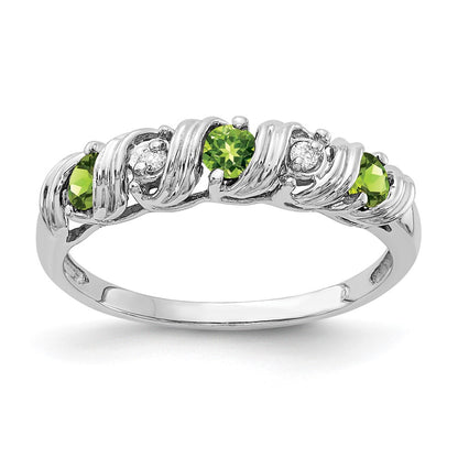 Round Peridot and AA Diamond Twist Ring - WBC