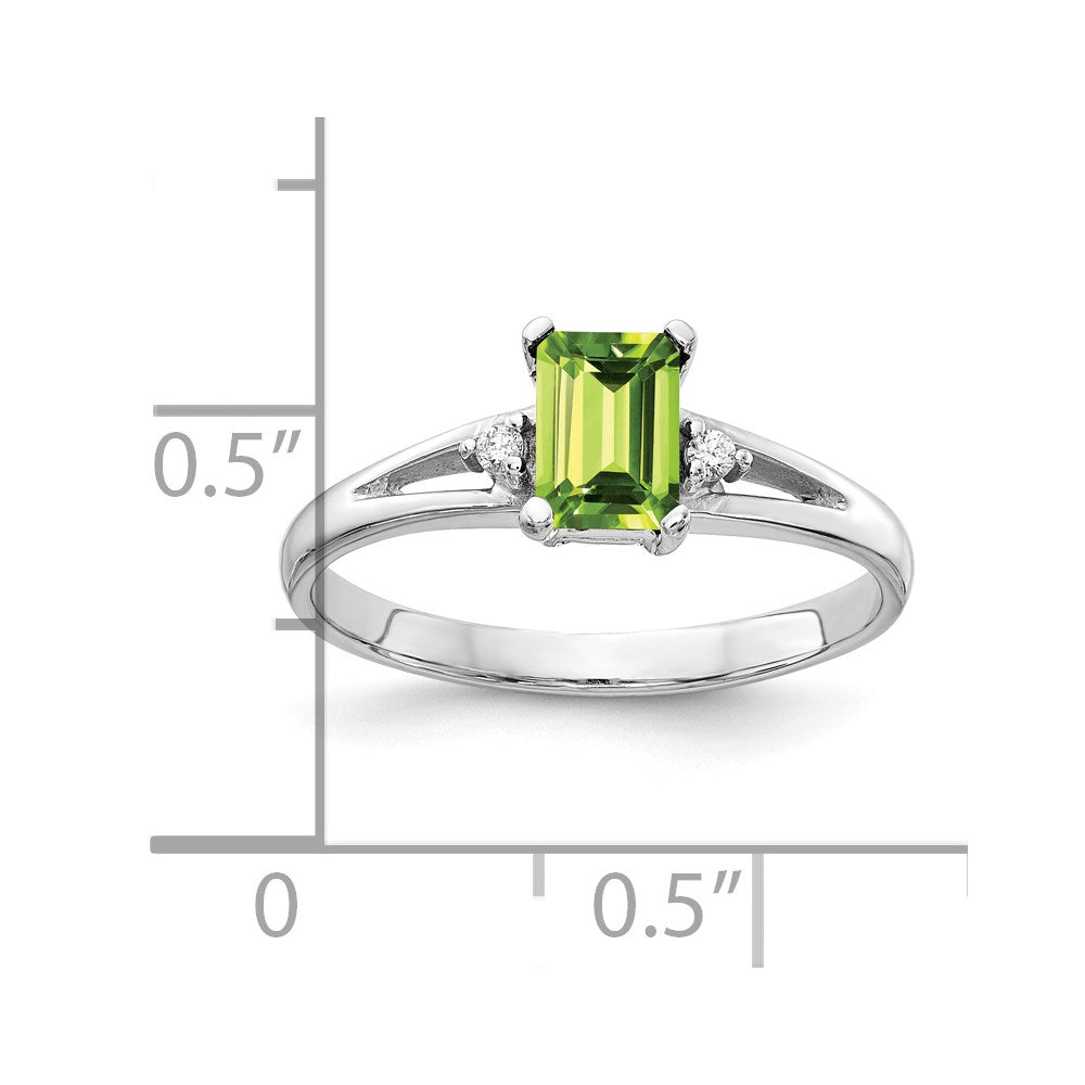 Emerald-cut Peridot and AA Diamond Ring - WBC