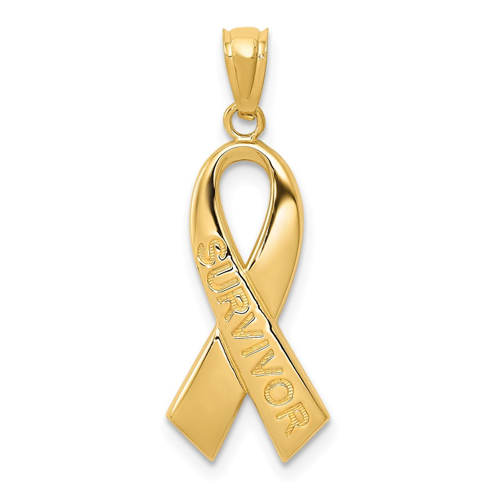 Polished SURVIVOR Awareness Ribbon Pendant - WBC