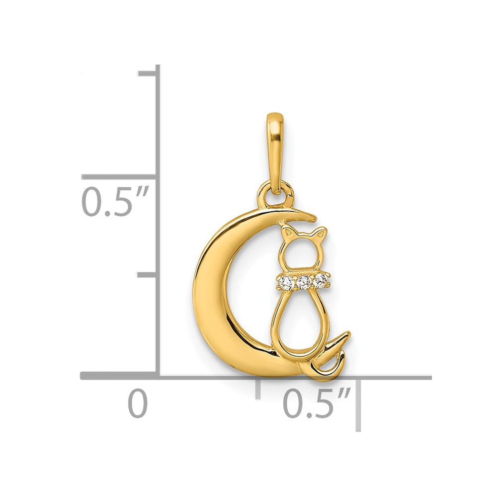 CZ Cat and Moon Childrens Pendant - WBC