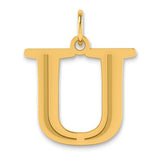 14k Polished Etched Letter U Initial Pendant