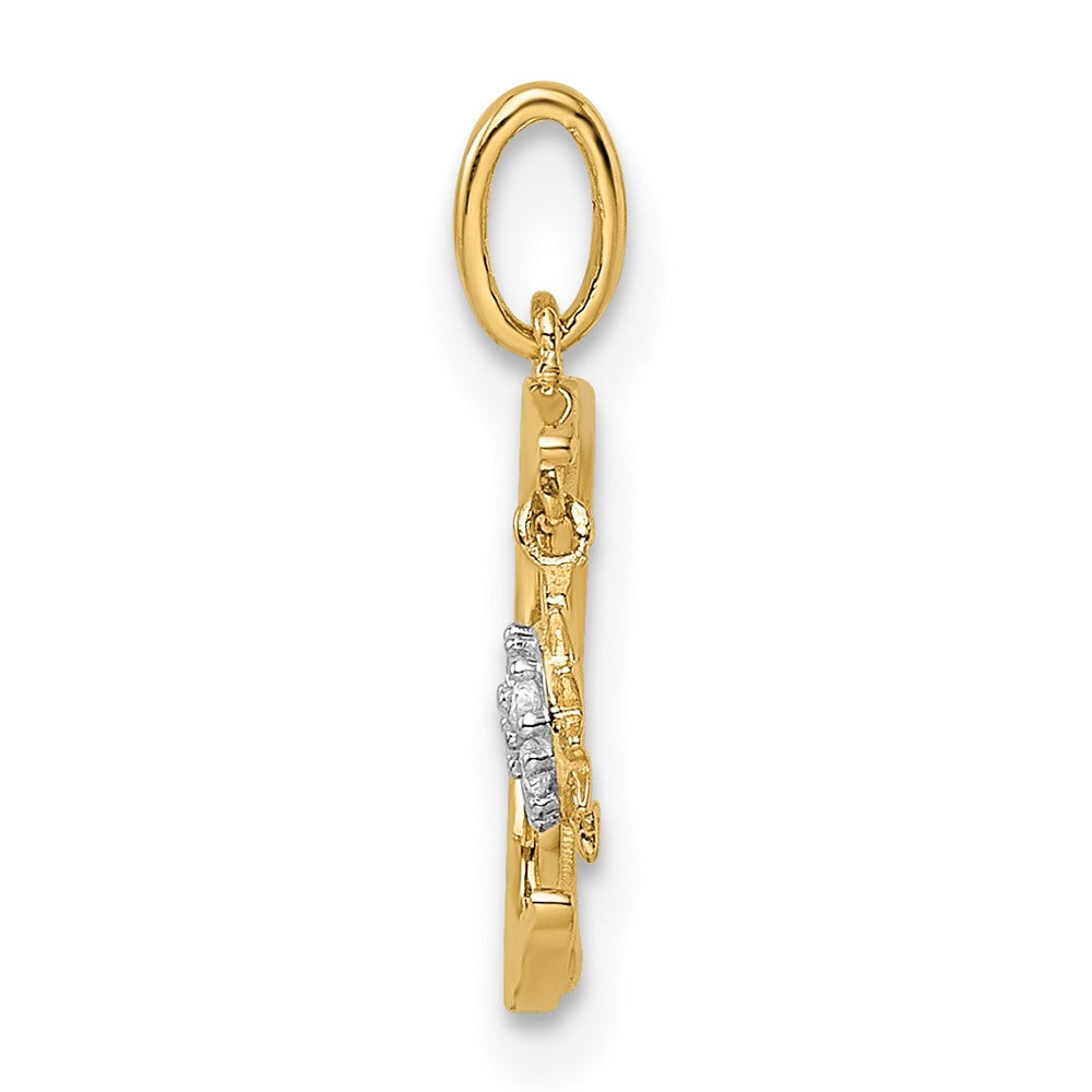 CZ Diamond-cut Moon and Dangle Sun Pendant - WBC