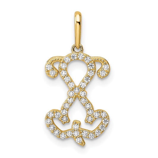 Polished CZ Puppy Sitting Outline Pendant - WBC