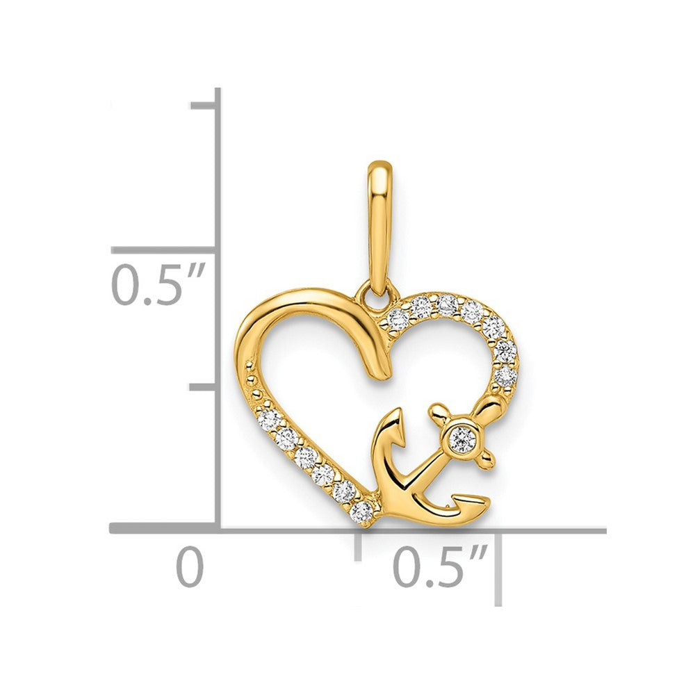 CZ Heart with Anchor Pendant - WBC