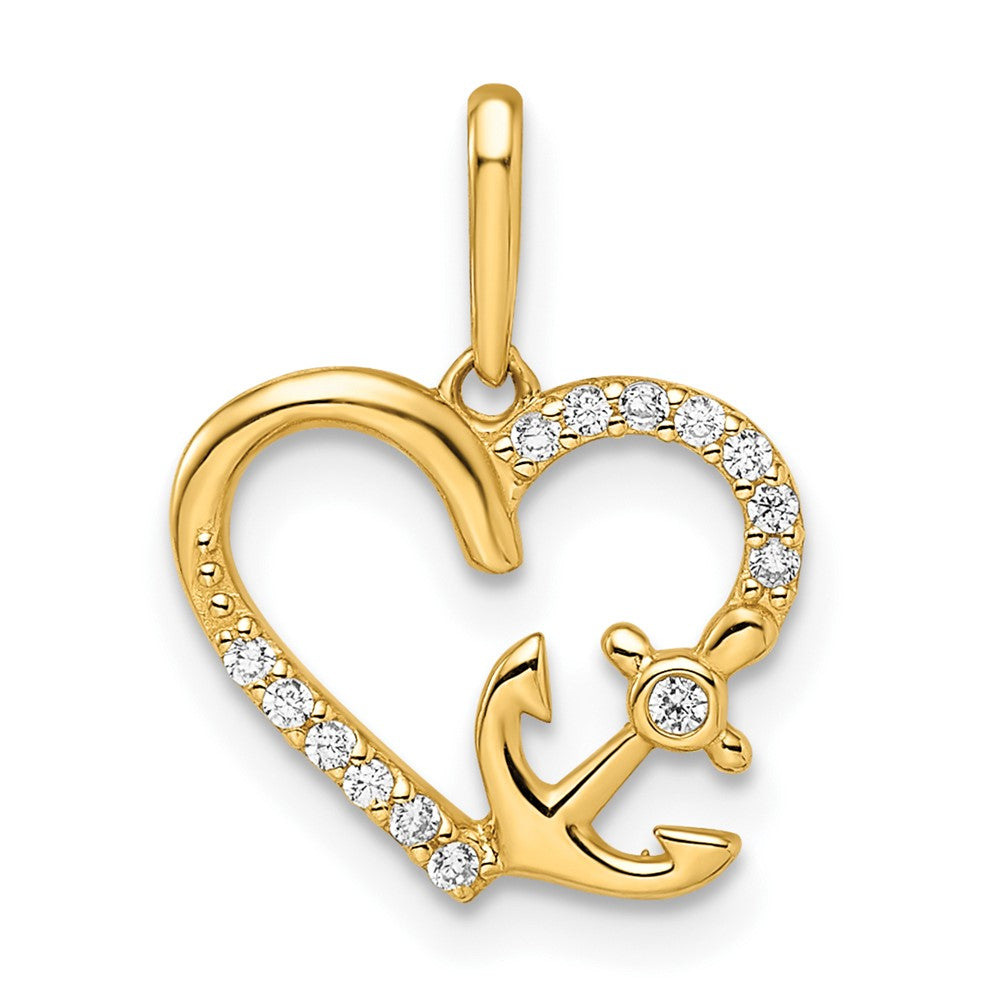 CZ Heart with Anchor Pendant - WBC