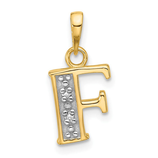 with Rhodium Diamond Letter F Initial Pendant - WBC