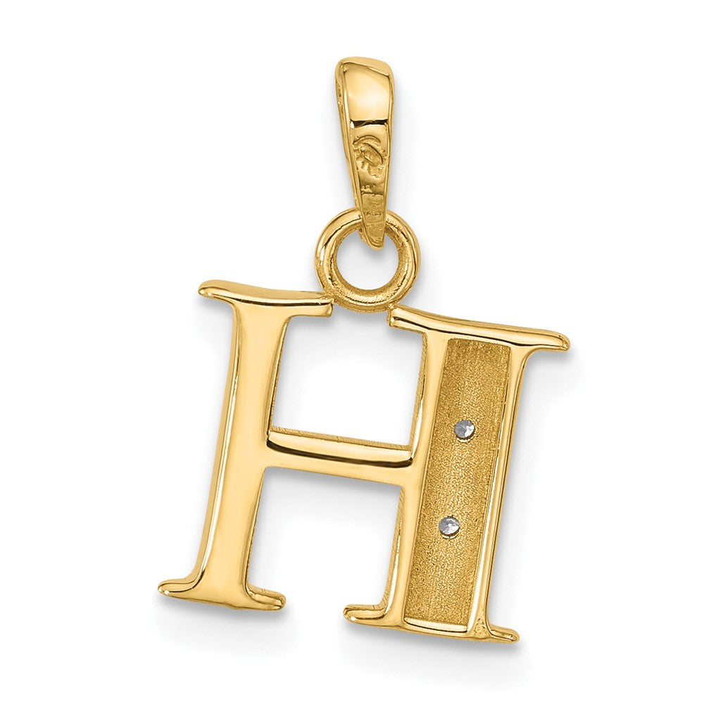 with Rhodium Diamond Letter H Initial Pendant - WBC