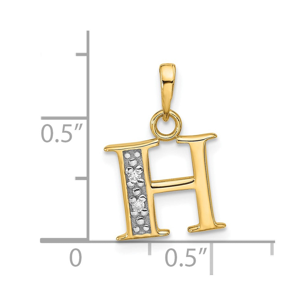 with Rhodium Diamond Letter H Initial Pendant - WBC