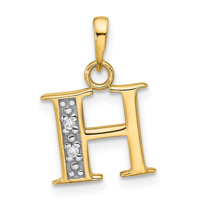 with Rhodium Diamond Letter H Initial Pendant - WBC