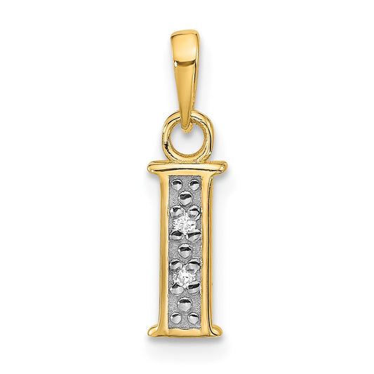 with Rhodium Diamond Letter I Initial Pendant - WBC