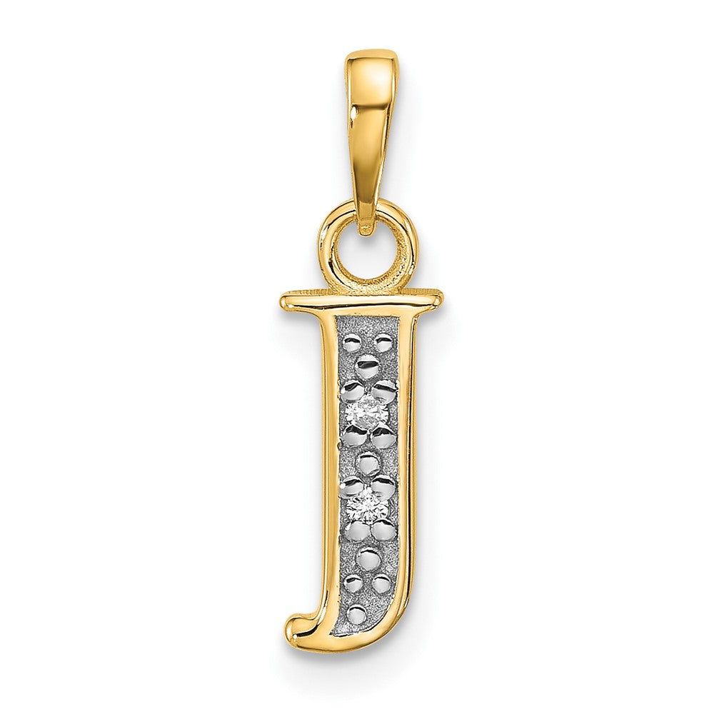with Rhodium Diamond Letter J Initial Pendant - WBC