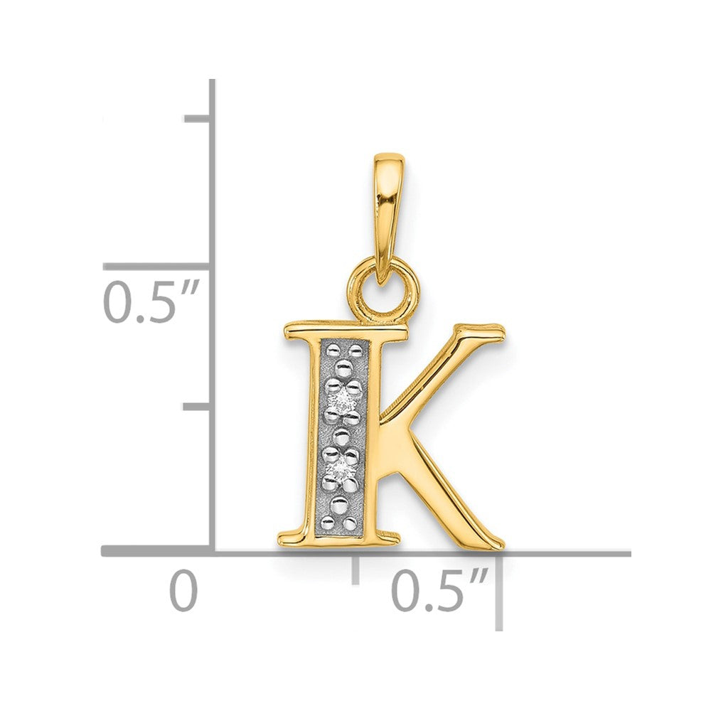 with Rhodium Diamond Letter K Initial Pendant - WBC