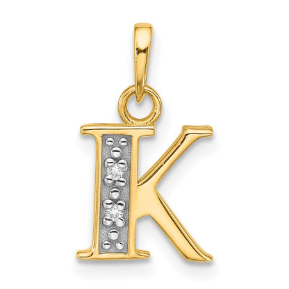 with Rhodium Diamond Letter K Initial Pendant - WBC