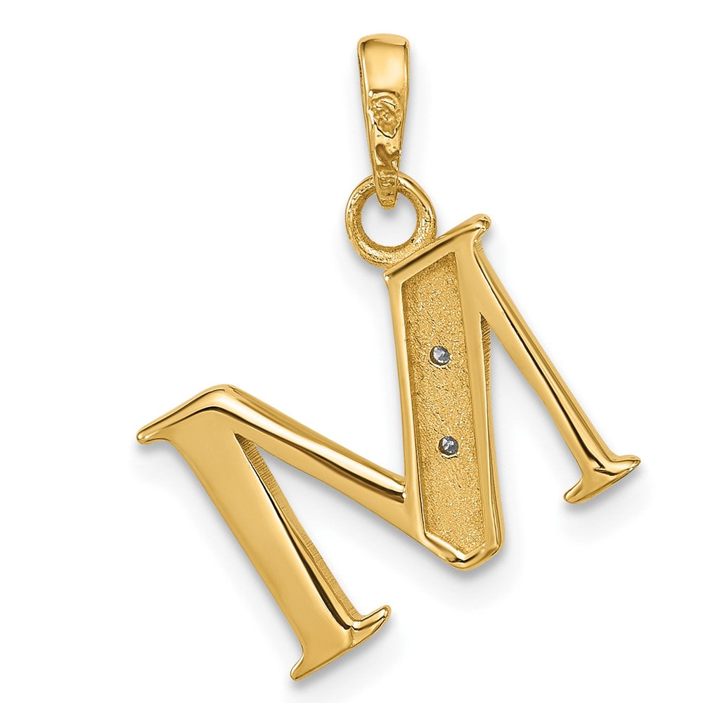 with Rhodium Diamond Letter M Initial Pendant - WBC