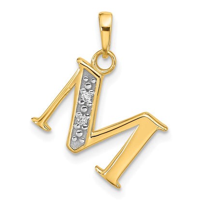 with Rhodium Diamond Letter M Initial Pendant - WBC