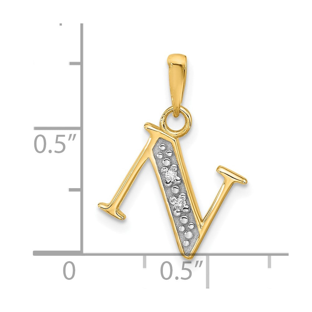with Rhodium Diamond Letter N Initial Pendant - WBC