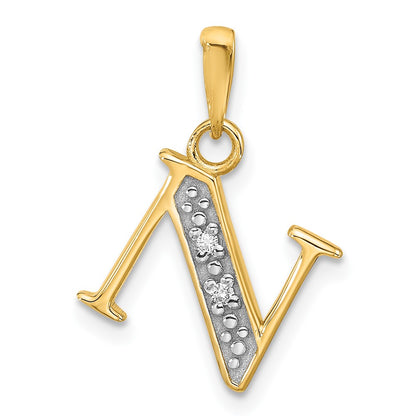 with Rhodium Diamond Letter N Initial Pendant - WBC