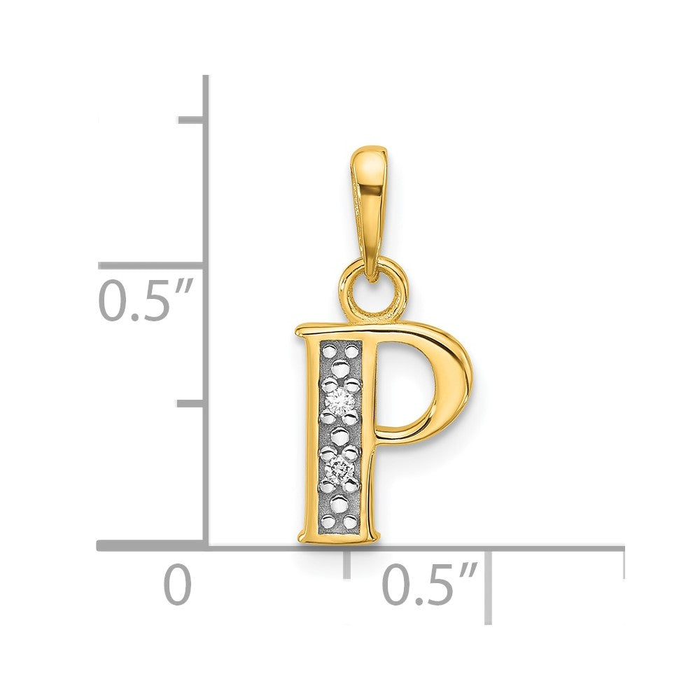 with Rhodium Diamond Letter P Initial Pendant - WBC