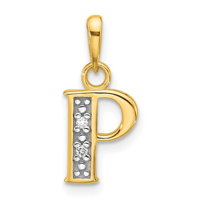 with Rhodium Diamond Letter P Initial Pendant - WBC