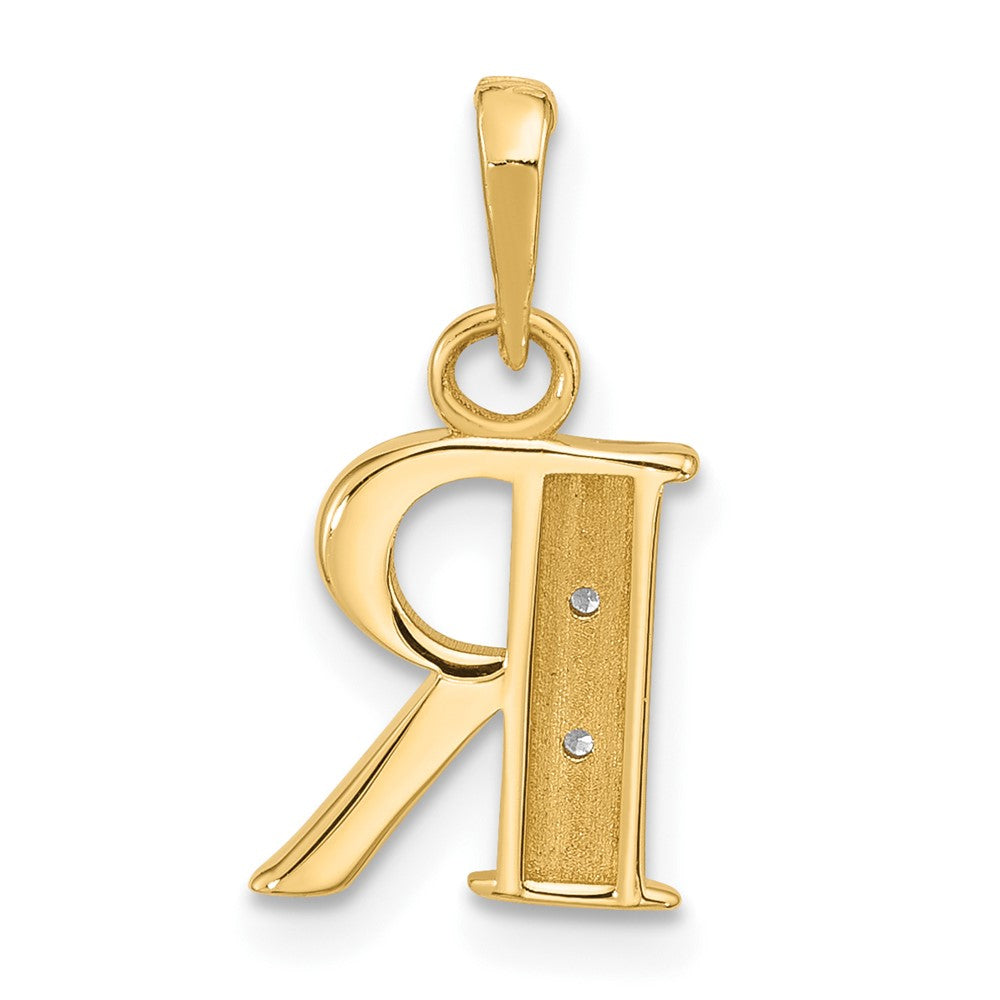 with Rhodium Diamond Letter R Initial Pendant - WBC
