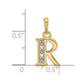 with Rhodium Diamond Letter R Initial Pendant - WBC