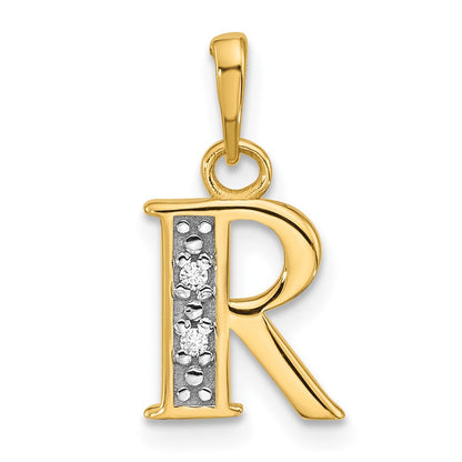 with Rhodium Diamond Letter R Initial Pendant - WBC