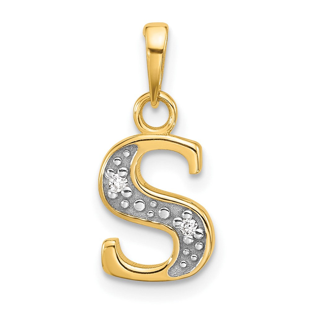 with Rhodium Diamond Letter S Initial Pendant - WBC