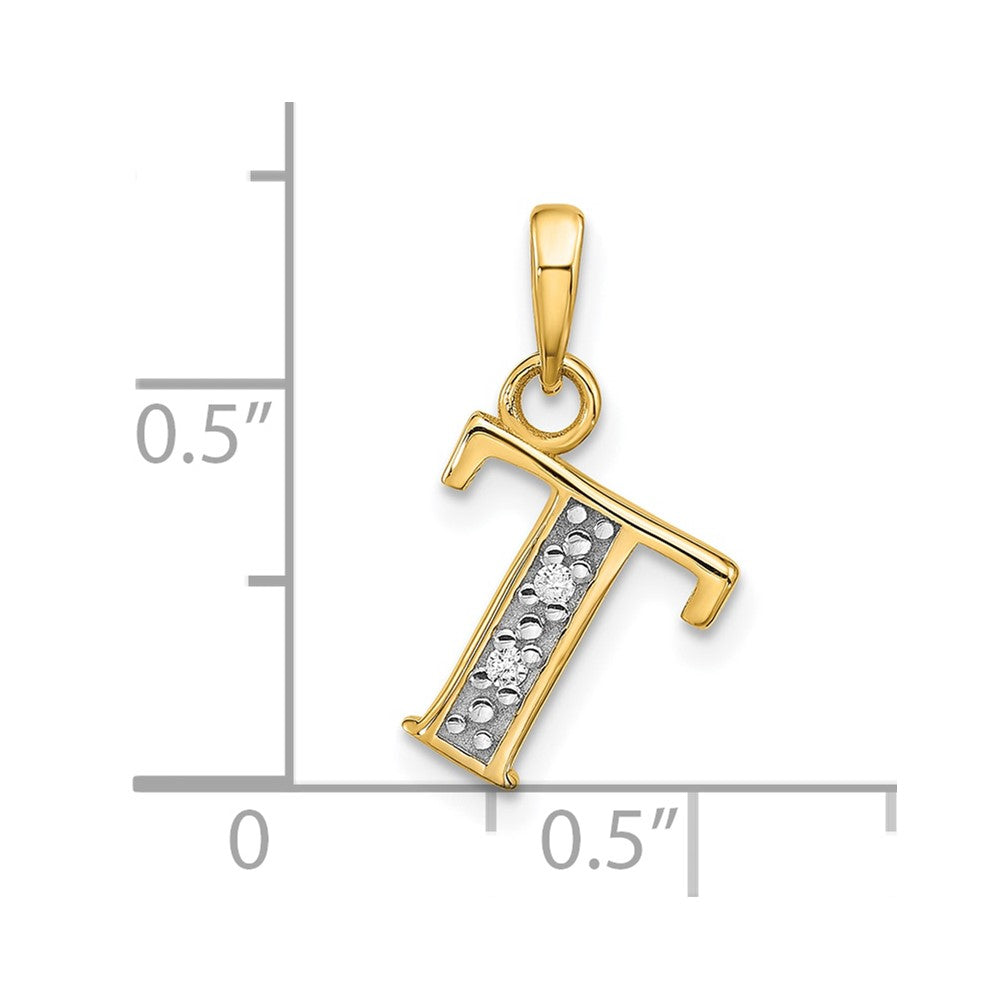 with Rhodium Diamond Letter T Initial Pendant - WBC