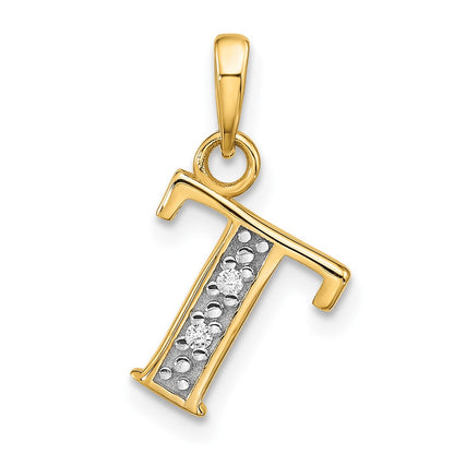 with Rhodium Diamond Letter T Initial Pendant - WBC